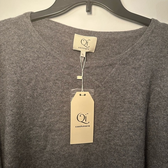 Qi 100% Cashmere Gray Shrug Lagenlook Normcore Poncho Sweater Fall Staple Size L - Picture 5 of 16